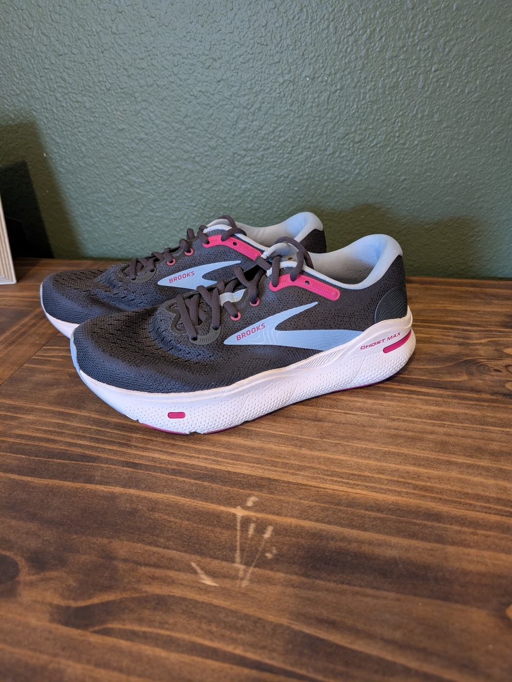 Brooks Women's Ghost Max Running Shoes — Charcoal with Pink Accents